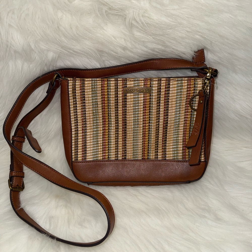 Frye & Co Brown Woven Panel Crossbody